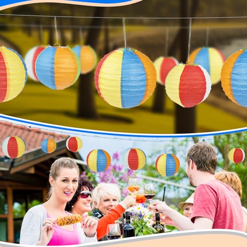 15 Pcs Beach Paper Lanterns - Summer Party Decorations, 8" & 5.7"