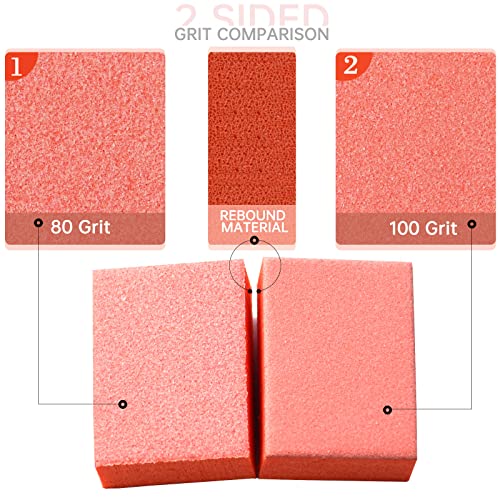 Maryton Mini Nail Buffer Blocks - 80/100 Grit for Gel & Acrylic Nails, 50 Count