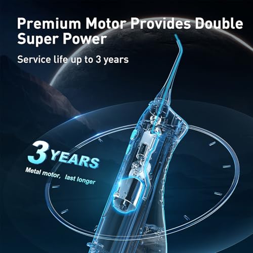 COSLUS Water Dental Flosser Teeth Pick C20: ADA Accepted, Portable Cordless Oral Irrigator 300ML Rechargeable Travel Irrigation Cleaner IPX7 Waterproof Electric Flossing Machine for Teeth, Black