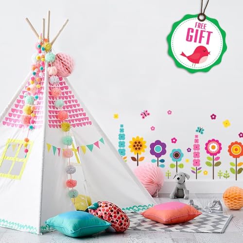 Flower Wall Stickers for Kids - Removable Floral Decals for Girls Room