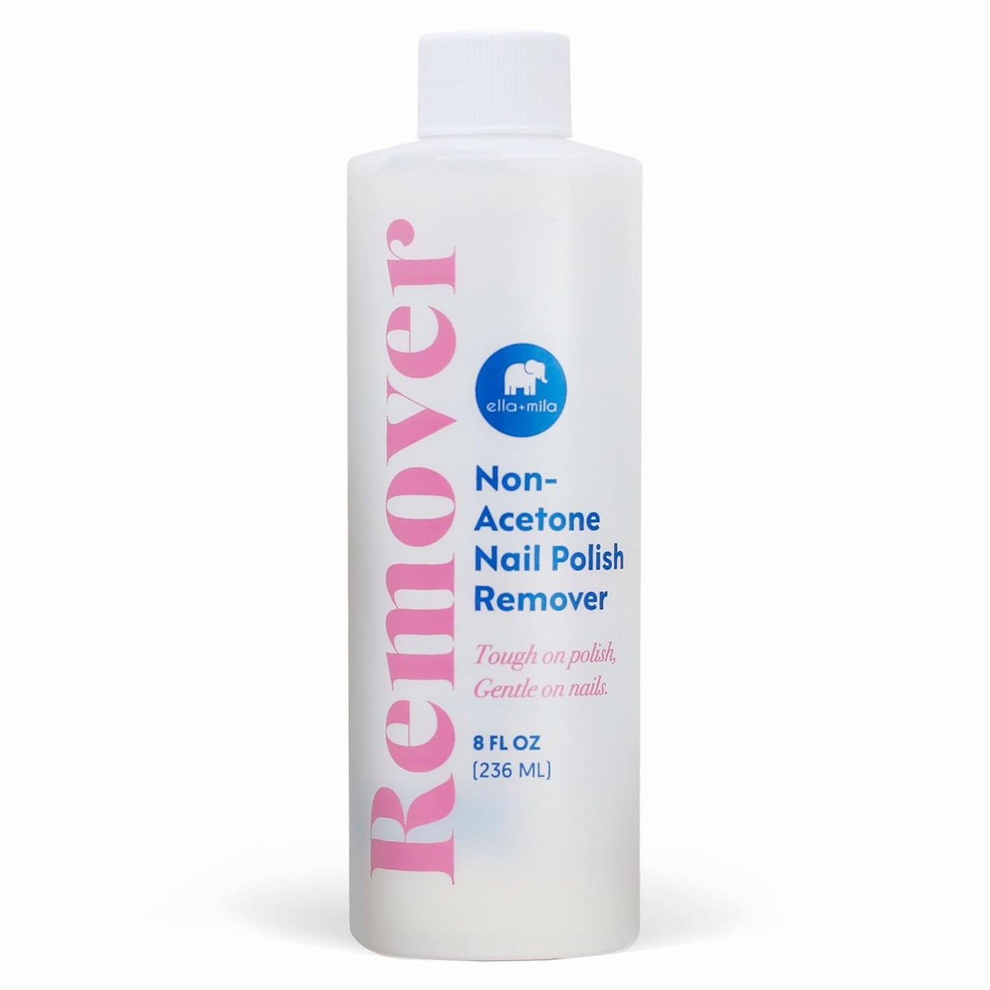 Ella+mila Nail Polish Remover - Gentle Non-Acetone Formula | Nourishing & Vegan, 8oz