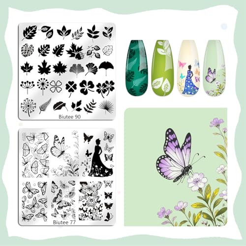 Biutee 19-Piece Nail Stamping Kit with 15 Plates, Stamper & Accessories