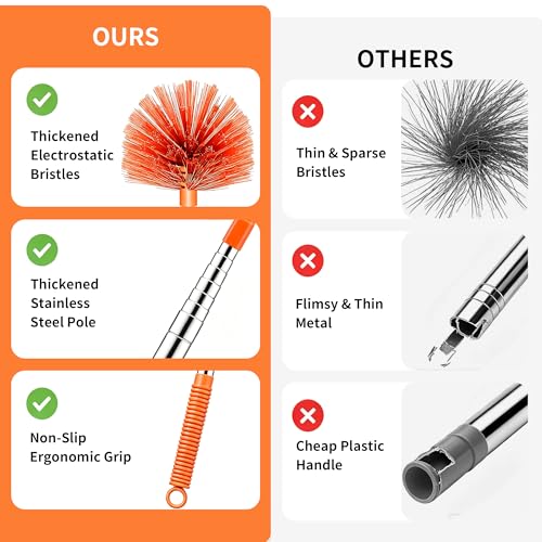 Cobweb Duster with Extension Pole - 82" Reach, Washable & Compact