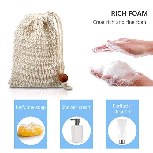 BUYGO 30 Pack Natural Sisal Soap Saver Bags with Drawstring for Exfoliating Bath & Shower
