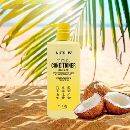 Nutrius Coco Bliss Coconut Conditioner for Dry Hair, 33.8 fl oz