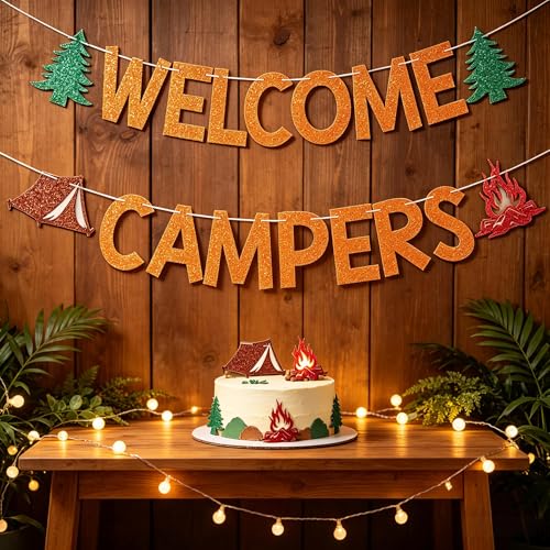 Welcome Campers Banner - Rustic Camp Decor for Parties