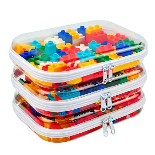 TrueLux 3PCS Clear Hard Plastic Zipper Cases - Model 3M, Durable Waterproof Storage Pouches