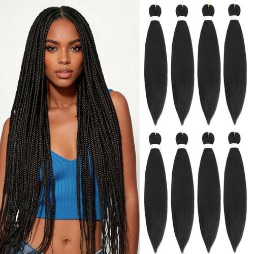 JIEANYAN 24 Inch Pre Stretched Braiding Hair - 8 Packs Synthetic Extensions