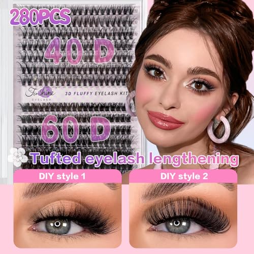 Fenshine Cluster Eyelash Extensions - 240pcs Natural False Lashes