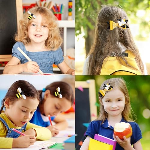5-Piece Bee Glitter Hair Bow Clips Set for Kids & Toddlers