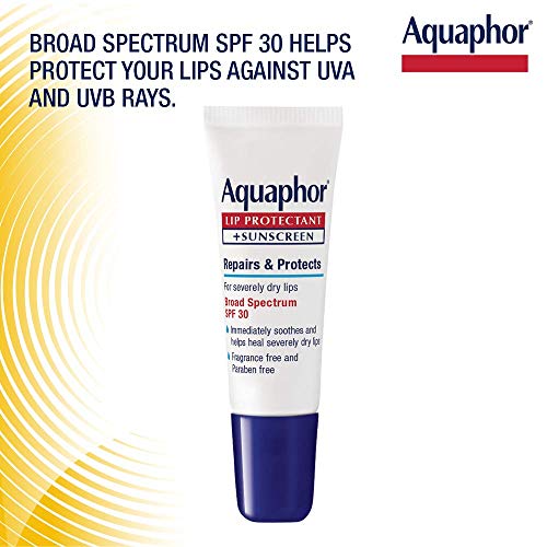 Aquaphor Lip Protectant + Sunscreen SPF 30, Moisturizing Lip Balm, 0.35 oz