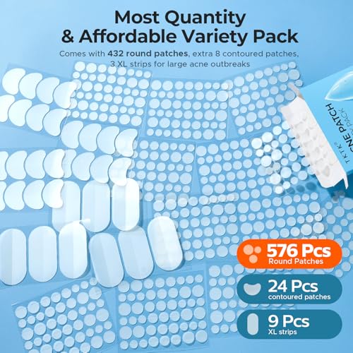 TKTK Hydrocolloid Pimple Patches - 609 Count Variety Pack for Acne Treatment