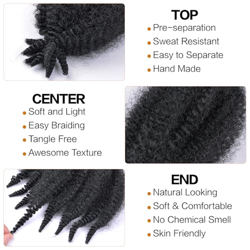 YUFEIHE 8 Inch 1B Marley Twist Braiding Hair - Pack of 3, Natural Black