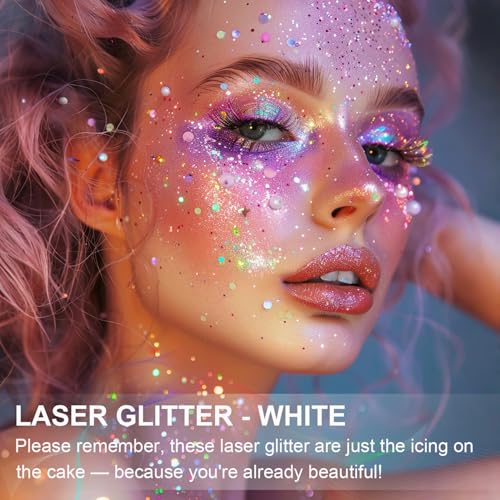KIMIEYE White Silver Purple Body Glitter Gel Set for Raves & Festivals 1.7oz