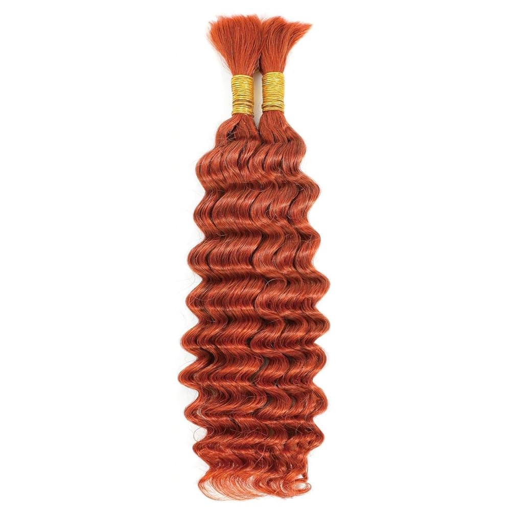 DiexrLamx Curly Braiding Hair 16 16 Inch 2 Bundles 100g Ginger Deep Water Wave Bulk Hair for Boho Braids No Weft #350 Braiding Hair for Women