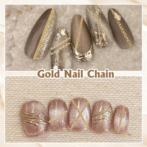 Set-1 30 Gold Metal Nail Chains for Punk Nail Art & DIY Manicure