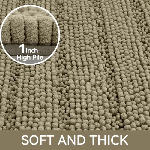 Bcoimo Chenille Bath Rug Mat 24x17 - Soft, Non-Slip & Absorbent