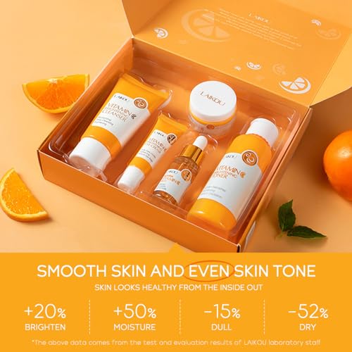 Vitamin C Skin Care Gift Set for Teen Girls, 5-Piece Daily Routine Kit