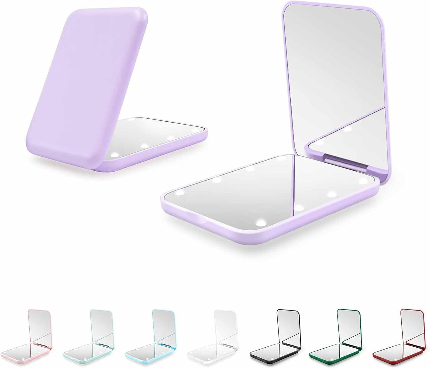 Compact LED Pocket Mirror - 1X/3X Magnification, Mini Travel Mirror for Purse | Pink
