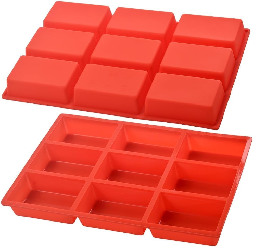 Mini Loaf Pans Silicone - 8-Cavity Nonstick Bakeware for Cornbread, Brownies & Cheesecake | Oven Safe, Red