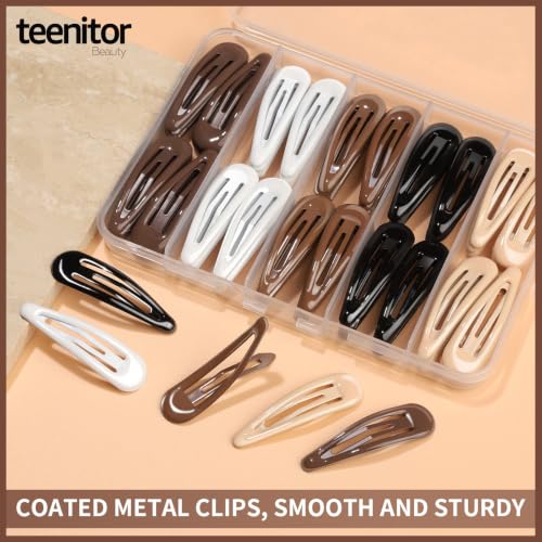 Teenitor 50Pcs Snap Hair Clips - 2 Inch Metal Barrettes in 5 Colors