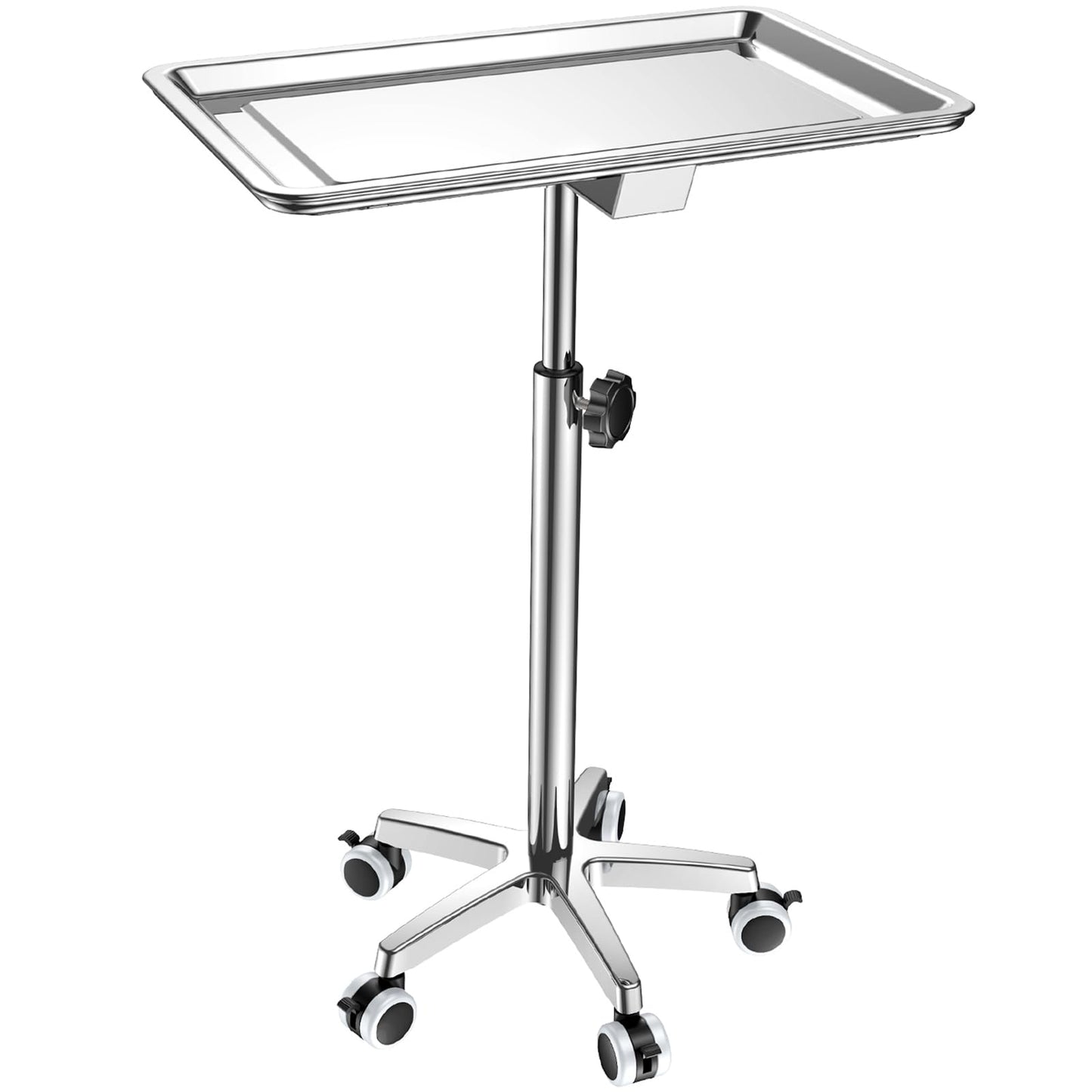 ChoJiah Extra Large Mayo Stand Rolling Salon Tray on Wheels Hairstylist Tray Heavy Duty Tattoo Tray, Ideal Use for for Hair Salon Dental Hairstylist Cart