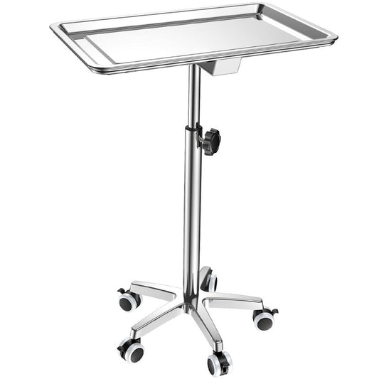 ChoJiah Extra Large Mayo Stand Rolling Salon Tray on Wheels Hairstylist Tray Heavy Duty Tattoo Tray, Ideal Use for for Hair Salon Dental Hairstylist Cart