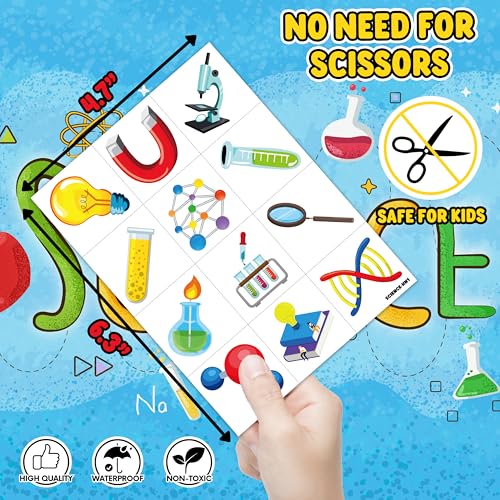 Science Temporary Tattoos for Kids - 96PCS Educational Fun Stickers - Pre-Cut & Waterproof