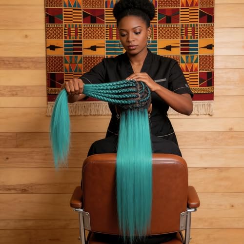 Teal Pre-Stretched Braiding Hair Extensions - 26 Inch, Pack of 3