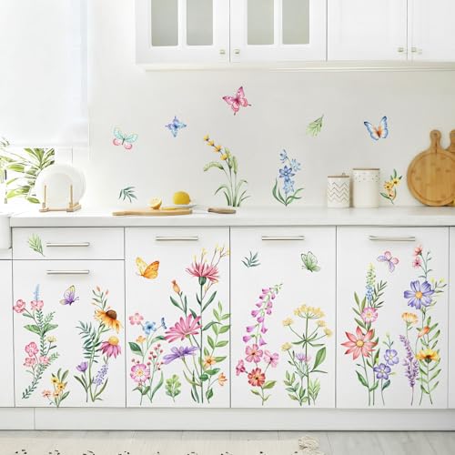 Wildflower & Butterfly Wall Decals - Peel and Stick Vinyl Stickers