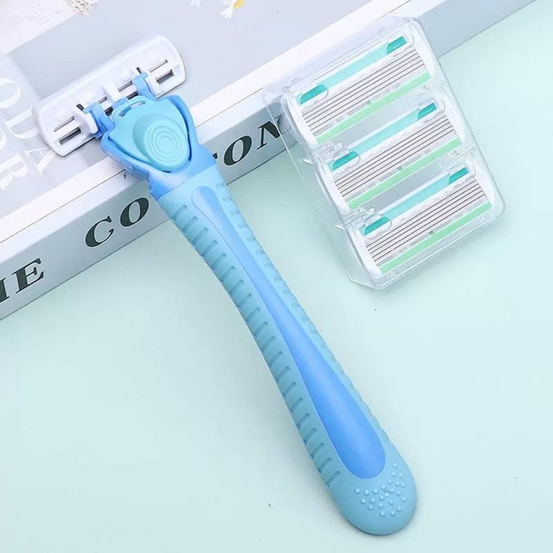 Razor for Women's and Men's 6-Blade Razors for Women Men Sensitive Skin 3 Non-Slip Handles and 12 Blade Refills