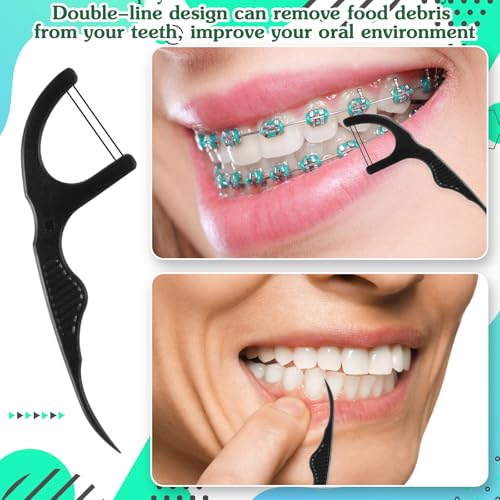 Baderke 100 Count Dual Line Dental Floss Picks for Teeth Cleaning
