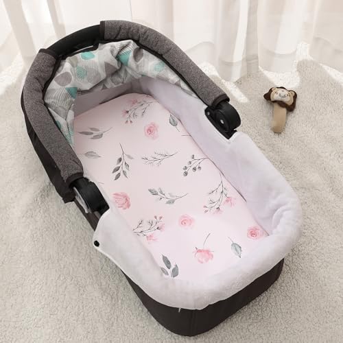 PHF Soft Bassinet Sheet Set - 2 Pack Pink Floral Cradle Sheets