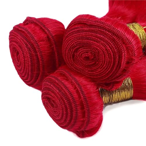 Raivide Red Body Wave Human Hair Bundles 12 Inch - Unprocessed Virgin Hair, 3 Pack