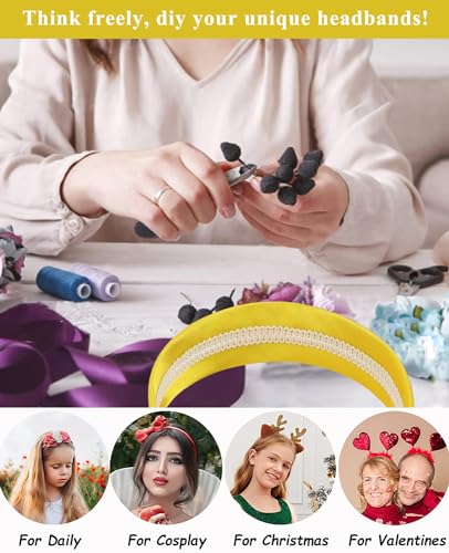 Wecoe Yellow Satin Headband 1.6 Inch Wide Non-Slip Hair Accessory for Women & Girls