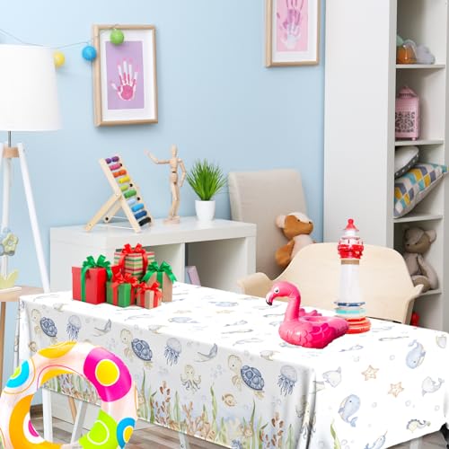 3Pcs Under the Sea Tablecloth Set | Ocean Theme Party Supplies