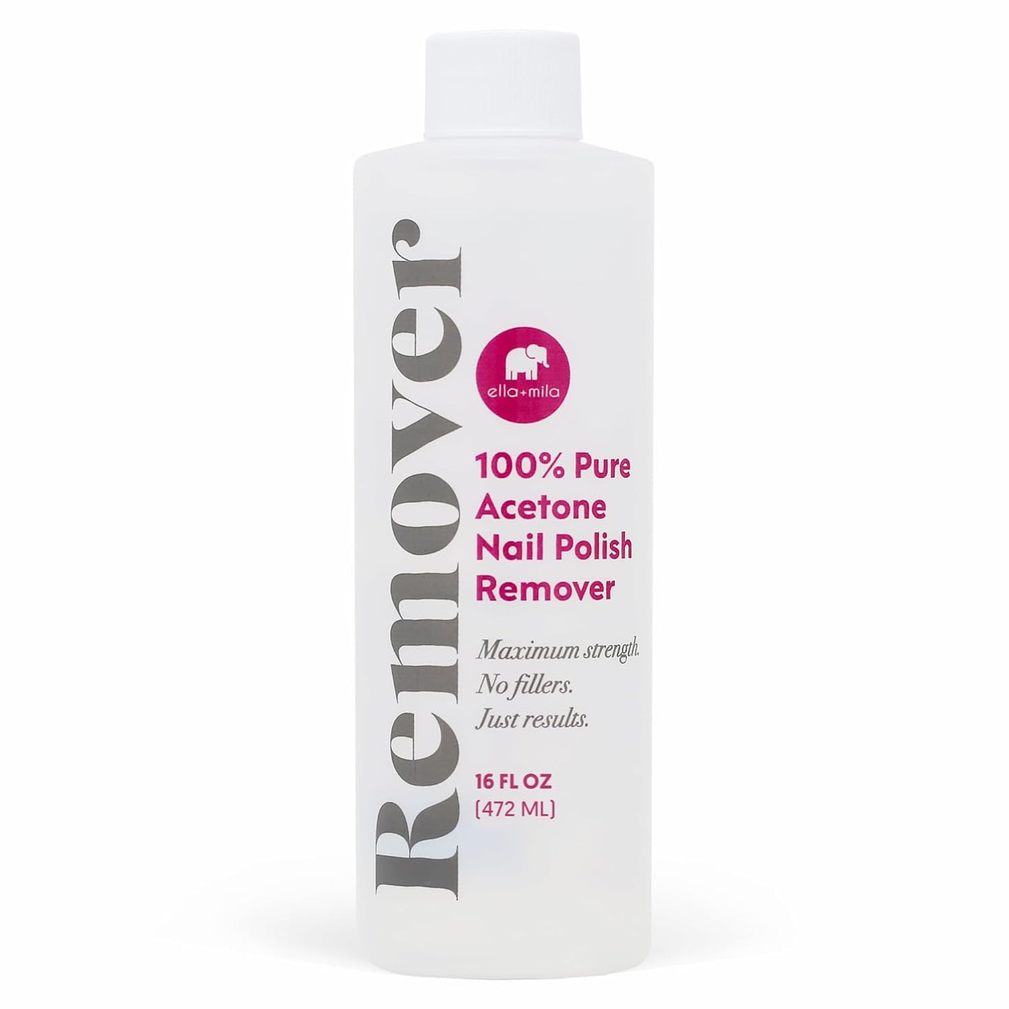 Ella+mila 100% Pure Acetone Nail Polish Remover - Professional Strength Gel for Acrylic & Shellac | 8 fl oz