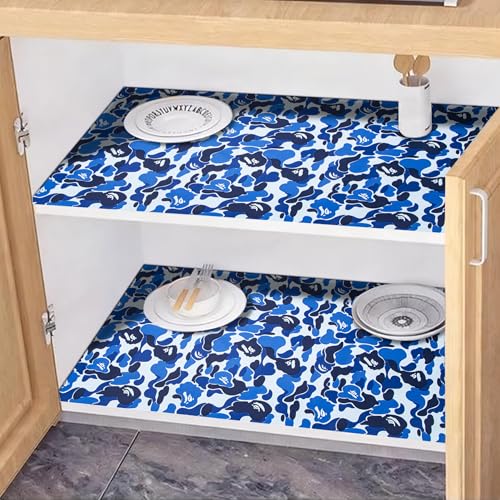 Thicker Blue Camouflage Drawer Liner - Self-Adhesive Contact Paper 17.7" x 117"