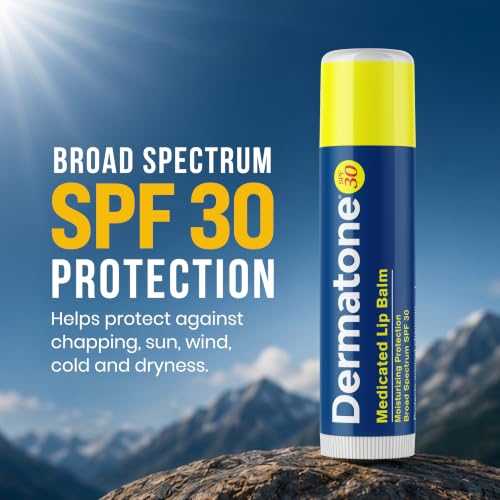 Dermatone SPF 30 Medicated Lip Balm - Soothing Cocoa Butter & Aloe, 3-Pack