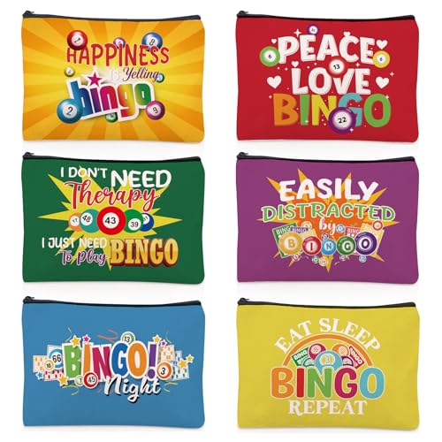 Sitsink Bingo Gifts Makeup Bag - Funny Bingo Lover Reusable Canvas Pouch, 6 Designs
