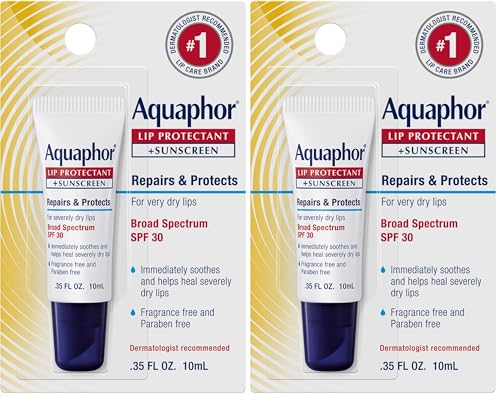 Aquaphor Lip Repair Balm with SPF 30 | 0.35 Oz Tube | Pack of 2