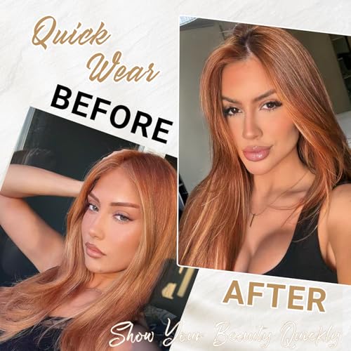 28 Inch Honey Blonde Straight Wig for Women - Heat Resistant Synthetic Lace Front