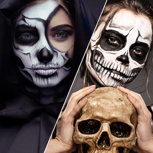 BOBISUKA Skeleton Face Paint Kit for Kids & Adults - Halloween Makeup Set