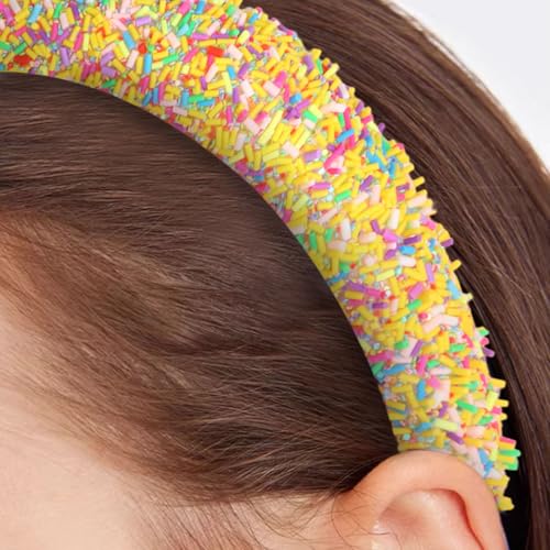 Semato Yellow Sprinkle Headband for Women – Wide Padded Donut Hair Band