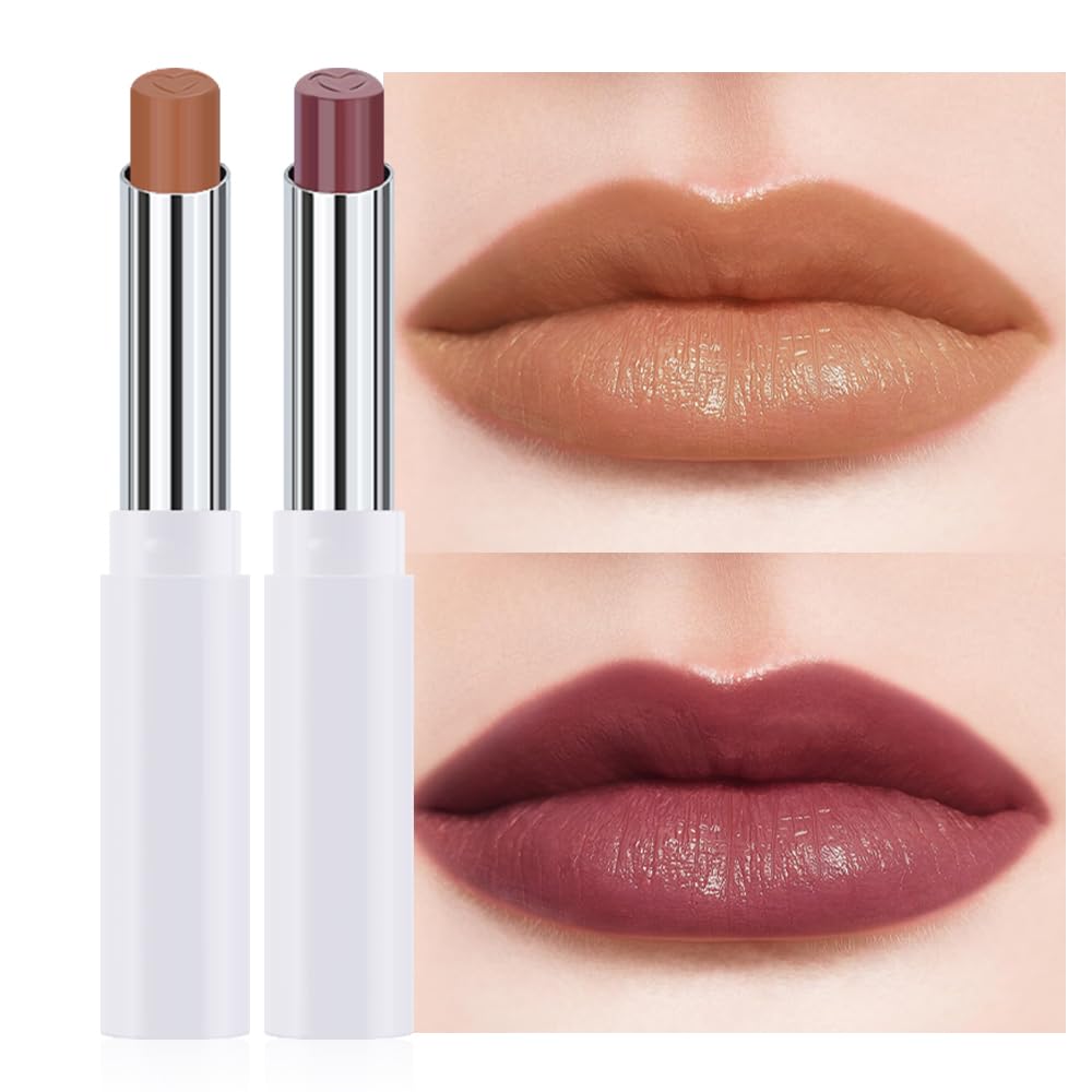 Moisturizing Butter Lipstick for Women - Nourishing Vegan Lip Balm | 2-Pack Rose & Brown Black