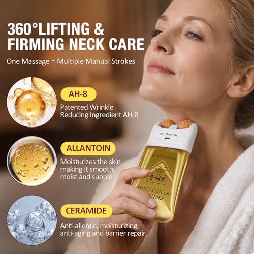 AH-8 Neck Firming Cream with Roller - 2 Pack Collagen Anti-Aging Formula