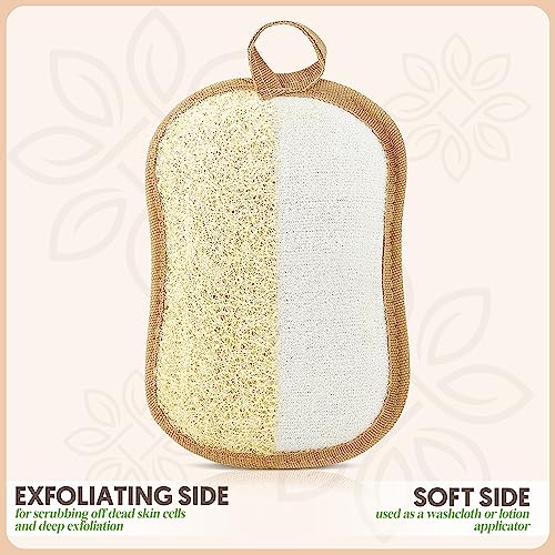 Almooni Natural Loofah Body Scrubber Pads, Exfoliating 2 Pack