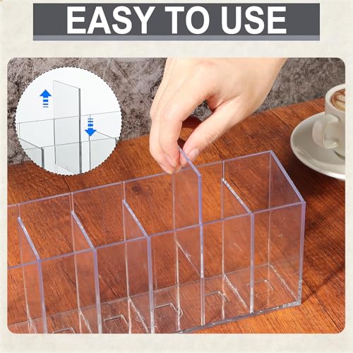 Acrylic Drink Packet Organizer with Removable Dividers - 6 Compartments