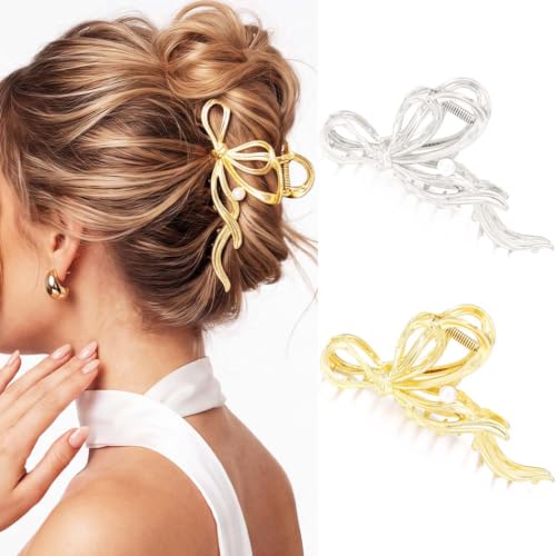 Fashey Bow Claw Clips - Metal Hair Clips for Thick & Thin Hair, Jewelry-Quality Claw Hair Accessories