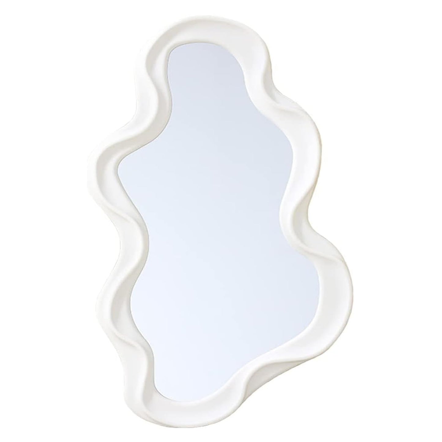 Mokoze Asymmetrical Wall Mirror, Irregular Mirror, White,16.14" x 9.84"
